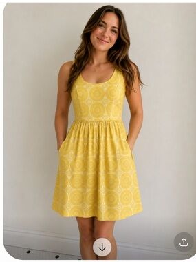 Modcloth Yellow Circle Print 100% Cotton Size Large Dress